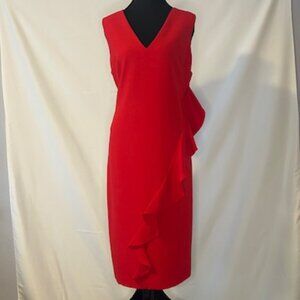 Vince Camuto Red Midi Sleeveless V-neck Cocktail Dress Size 14